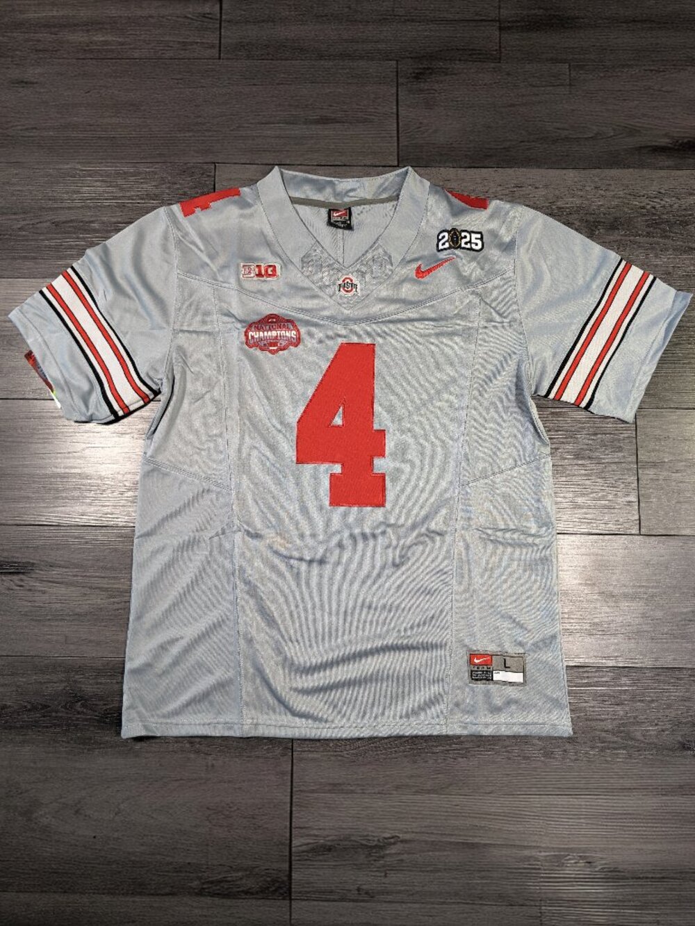 Jeremiah Smith #4 Ohio State Buckeyes GRAY Natty Champs Football Jersey Large